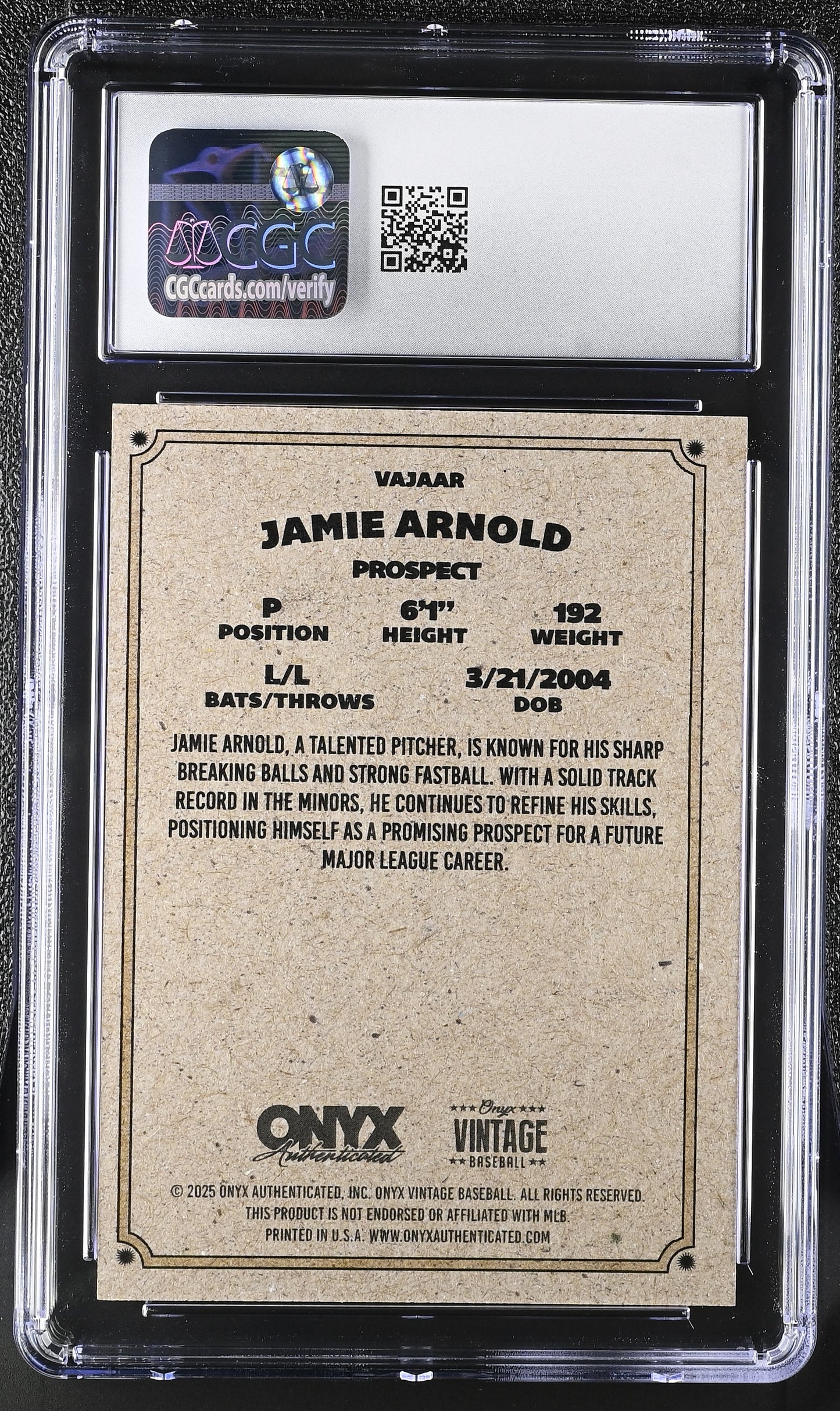 2025 Vintage #VAJAAR Jamie Arnold Autographs CGC 9.5