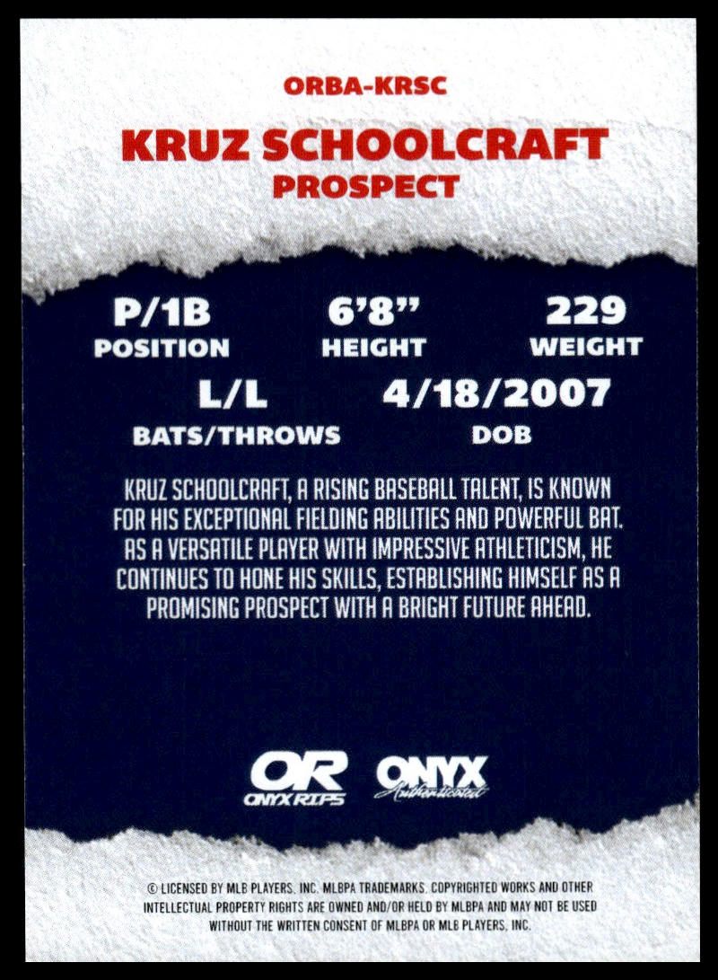 2025 Onyx Rips #ORBA-KRSC Kruz Schoolcraft