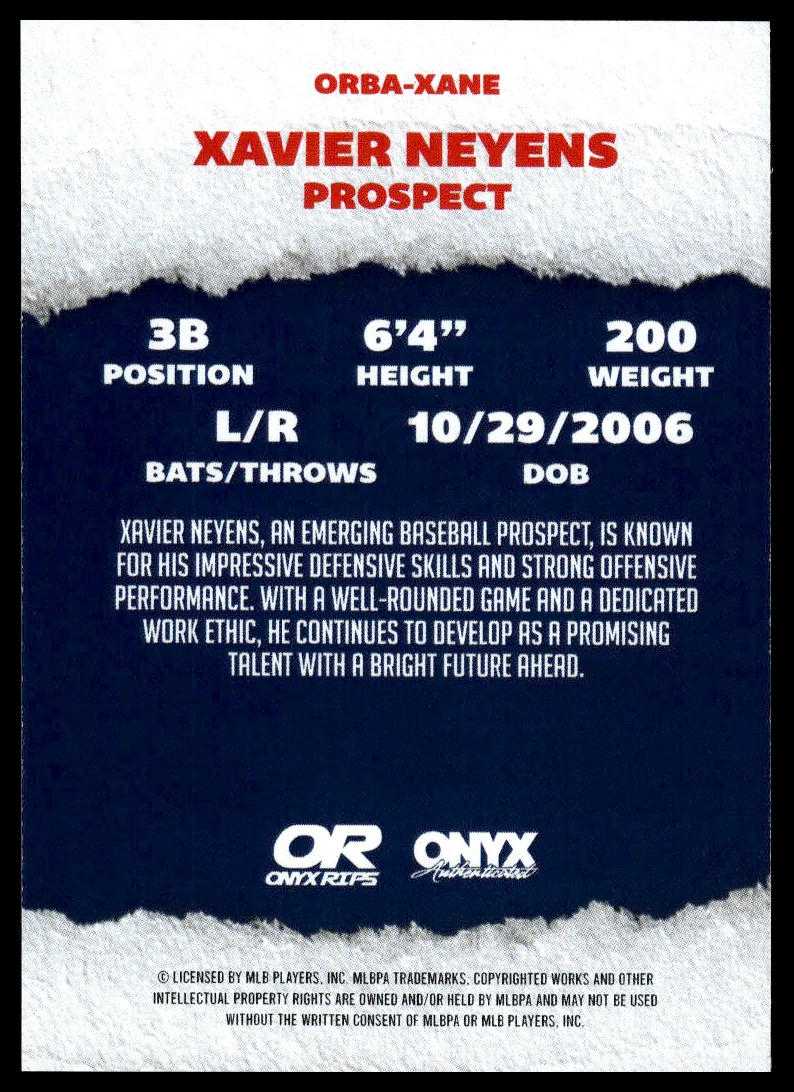 2025 Onyx Rips #ORBA-XANE Xavier Neyens