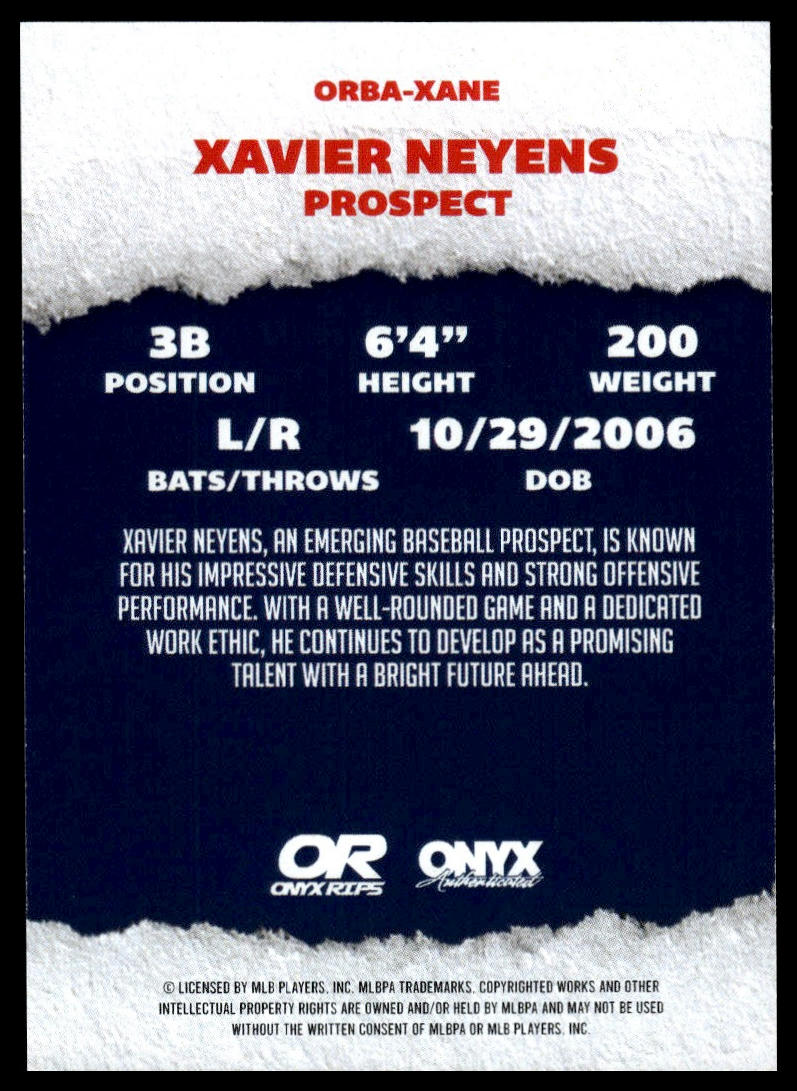 2025 Onyx Rips #ORBA-XANE Xavier Neyens