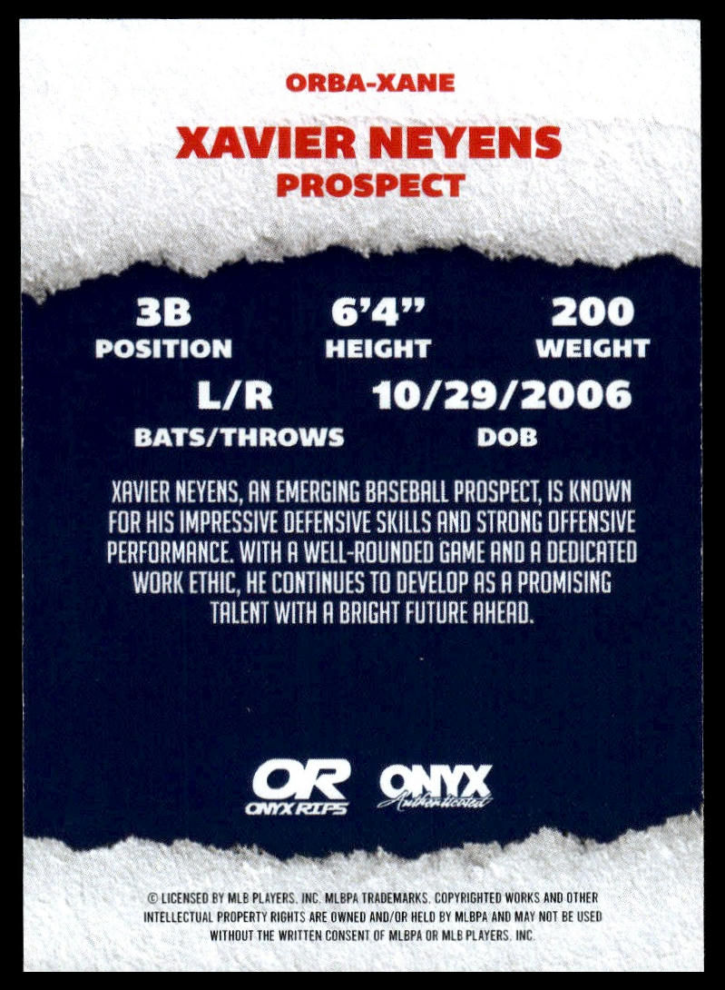 2025 Onyx Rips #ORBA-XANE Xavier Neyens