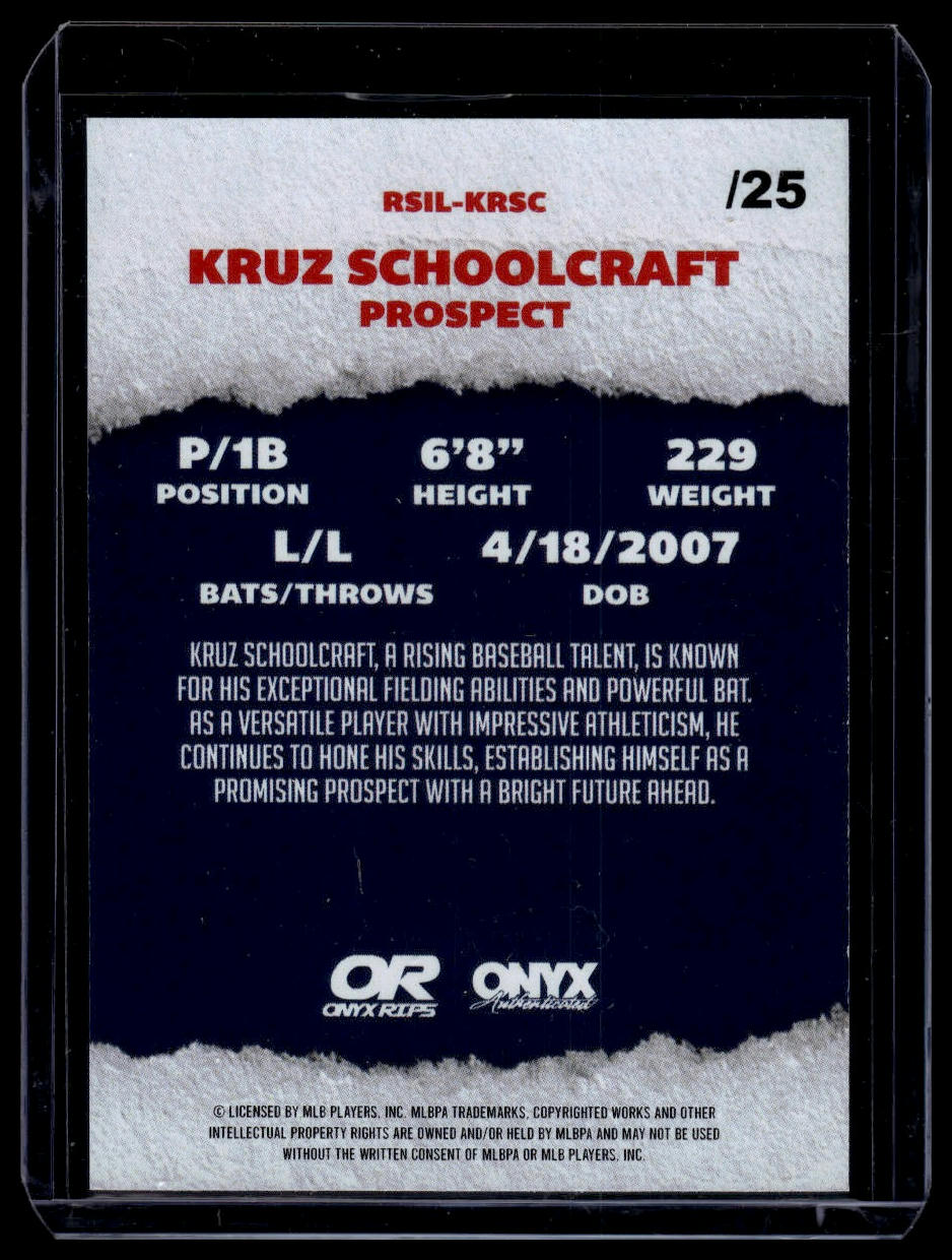 2025 Onyx Rips #RBLU-KRSC Kruz Schoolcraft Paper Silver