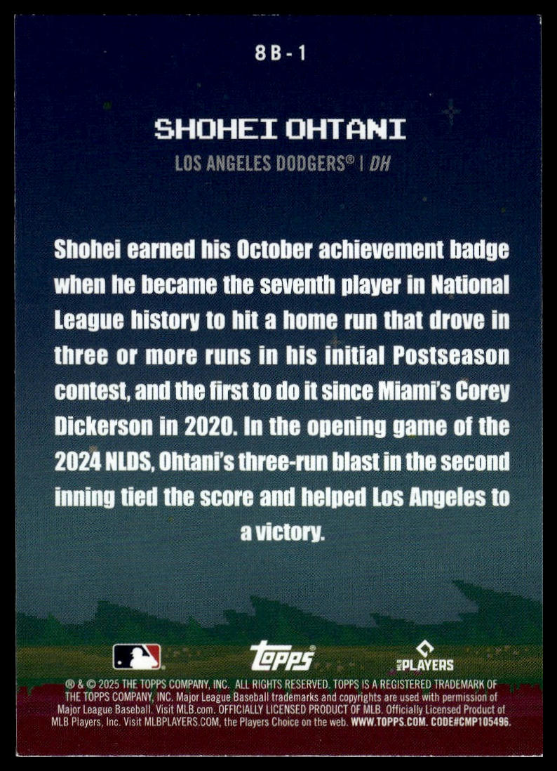 2025 Topps #8B-1 Shohei Ohtani 8-Bit Ballers