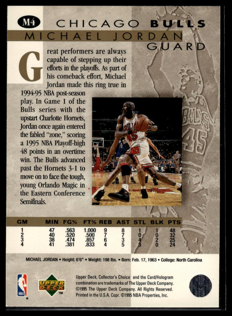 1995-96 Collector's Choice #M4 Michael Jordan Jordan He's Back