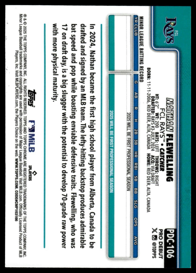 2025 Topps Pro Debut #PDC-106 Nathan Flewelling Chrome