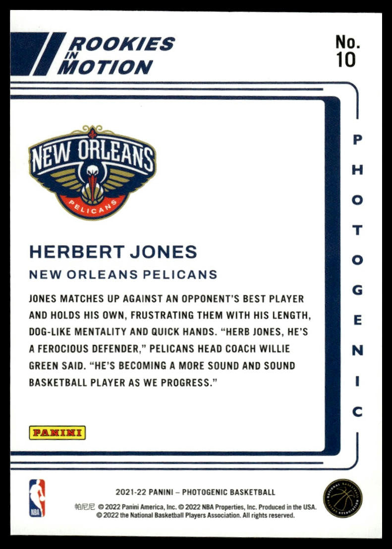 2021-22 Panini Photogenic #10 Herbert Jones Rookies in Motion