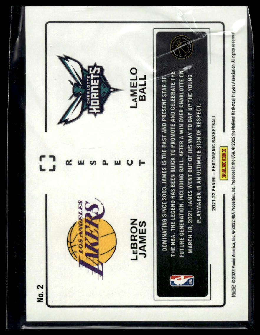 2021-22 Panini Photogenic #2 LaMelo Ball / LeBron James Respect