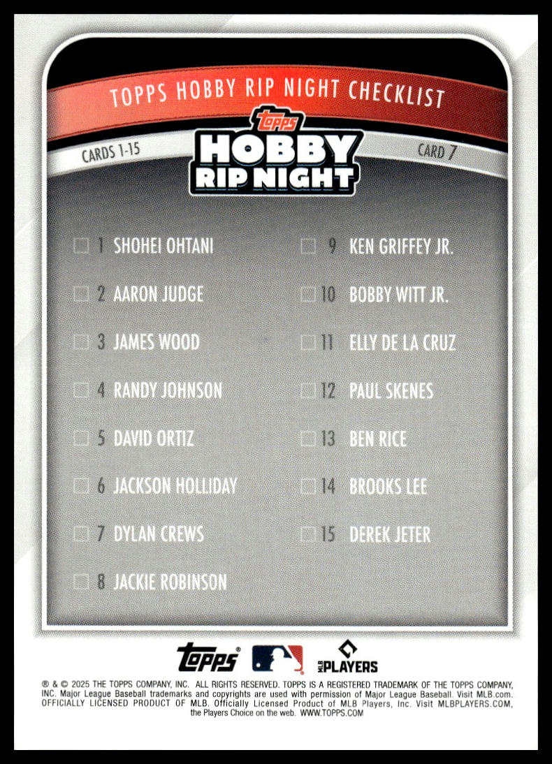 2025 Topps Hobby Rip Night #7 Dylan Crews Green