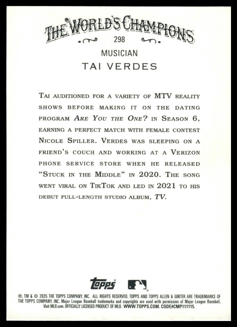 2025 Topps Allen & Ginter #298 Tai Verdes Chrome