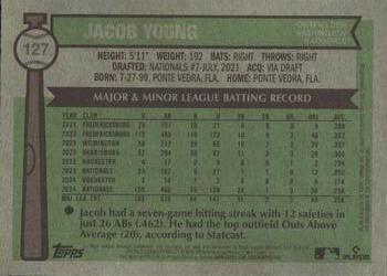 2025 Topps Heritage #127 Jacob Young Chrome Light Blue Sparkle Refractor
