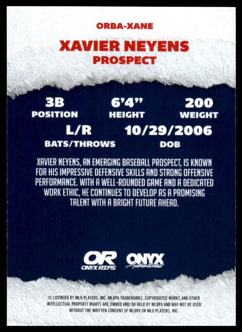 2025 Onyx Rips #ORBA-XANE Xavier Neyens