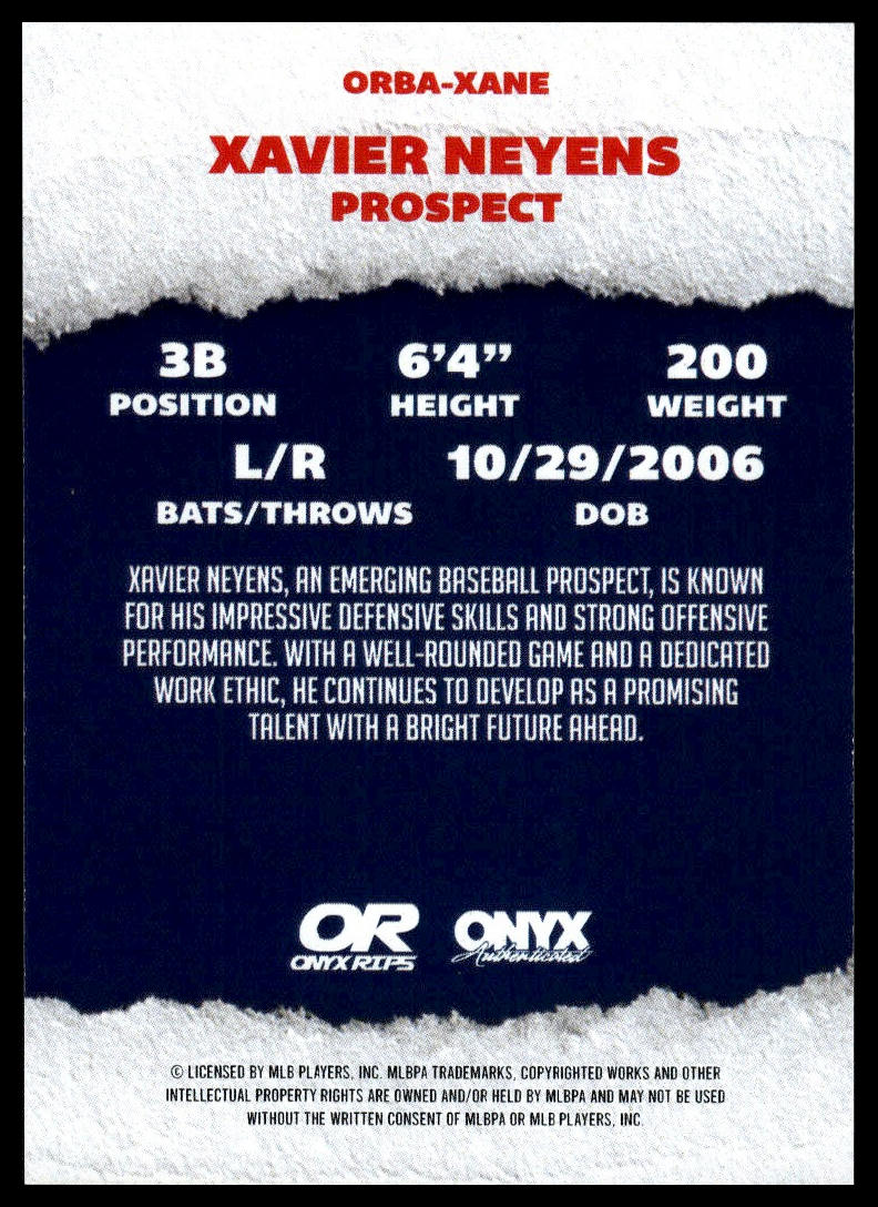 2025 Onyx Rips #ORBA-XANE Xavier Neyens