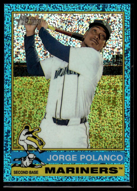 2025 Topps Heritage #97 Jorge Polanco Chrome Light Blue Sparkle Refractor