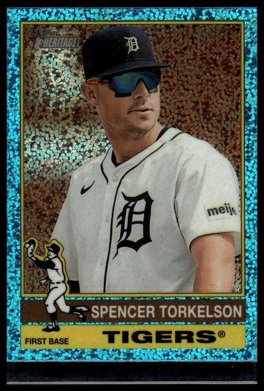 2025 Topps Heritage #81 Spencer Torkelson Chrome Light Blue Sparkle Refractor