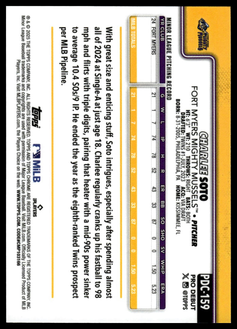 2025 Topps Pro Debut #PDC-159 Charlee Soto Chrome