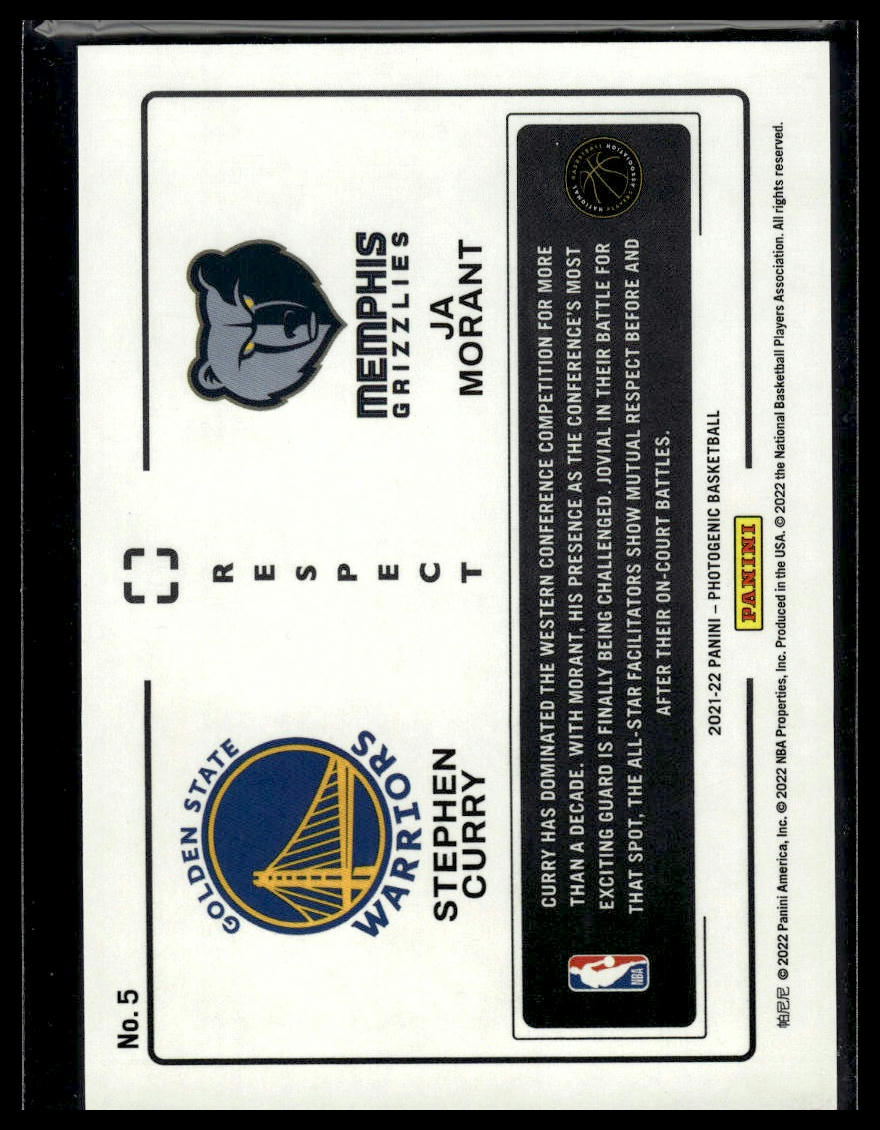 2021-22 Panini Photogenic #5 Ja Morant / Stephen Curry Respect